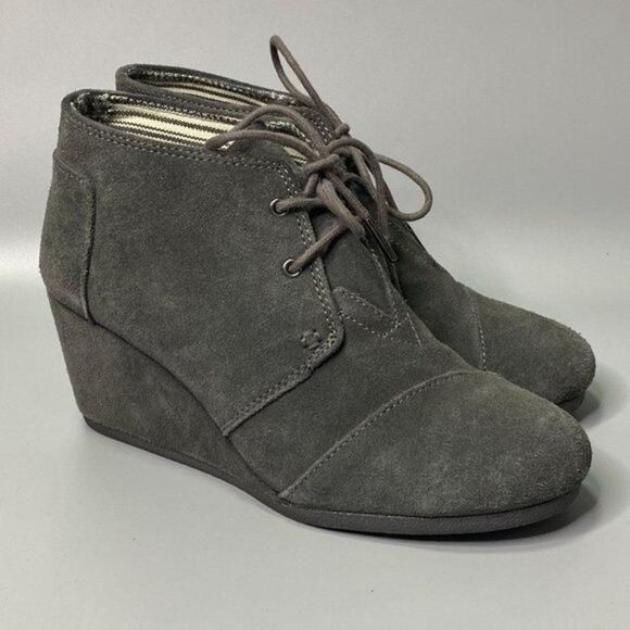 Toms Gray‎ Wedge Ankle Boots Size 8 - Picture 1 of 6